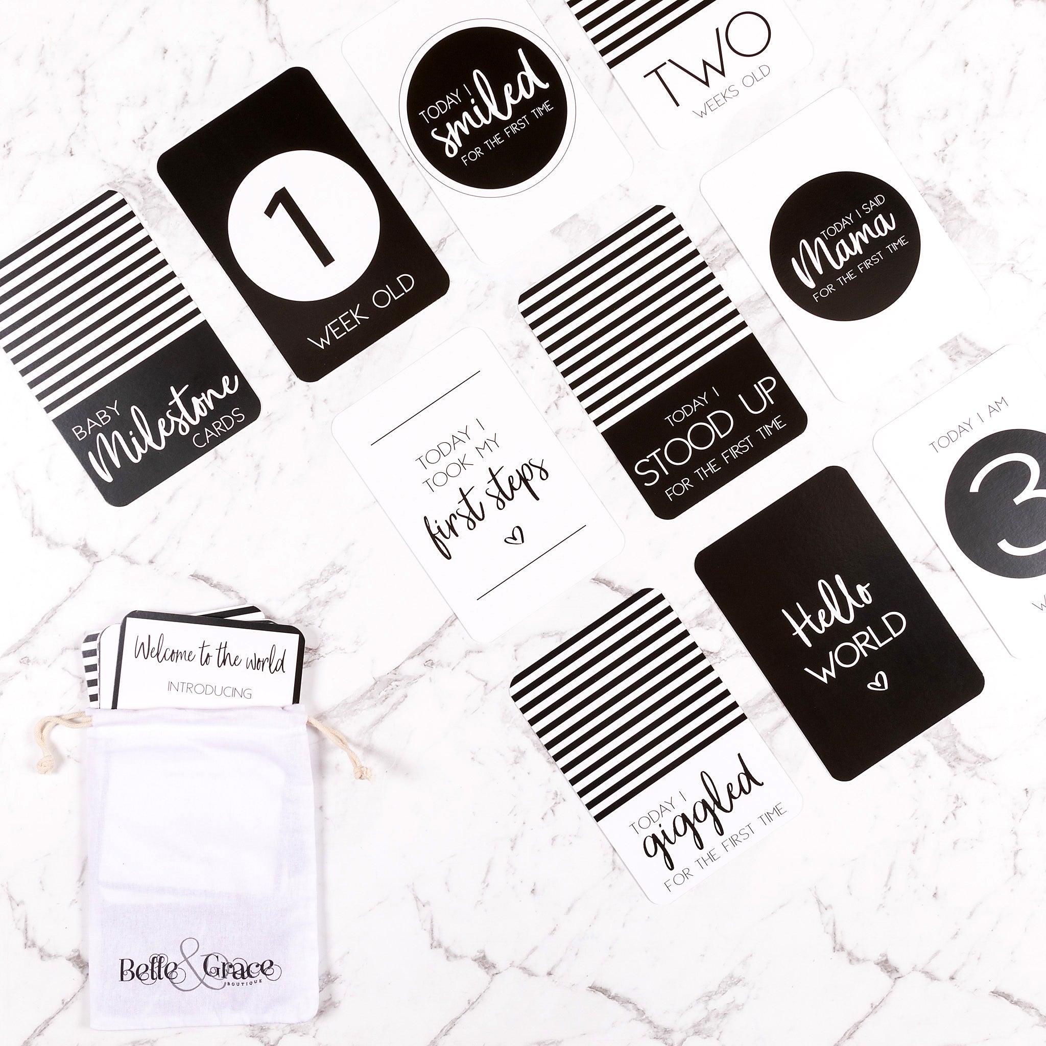 Monochrome Baby Milestone Cards - Belle and Grace Boutique