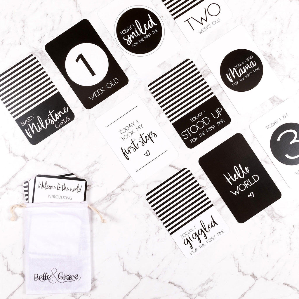 Monochrome Baby Milestone Cards - Belle and Grace Boutique