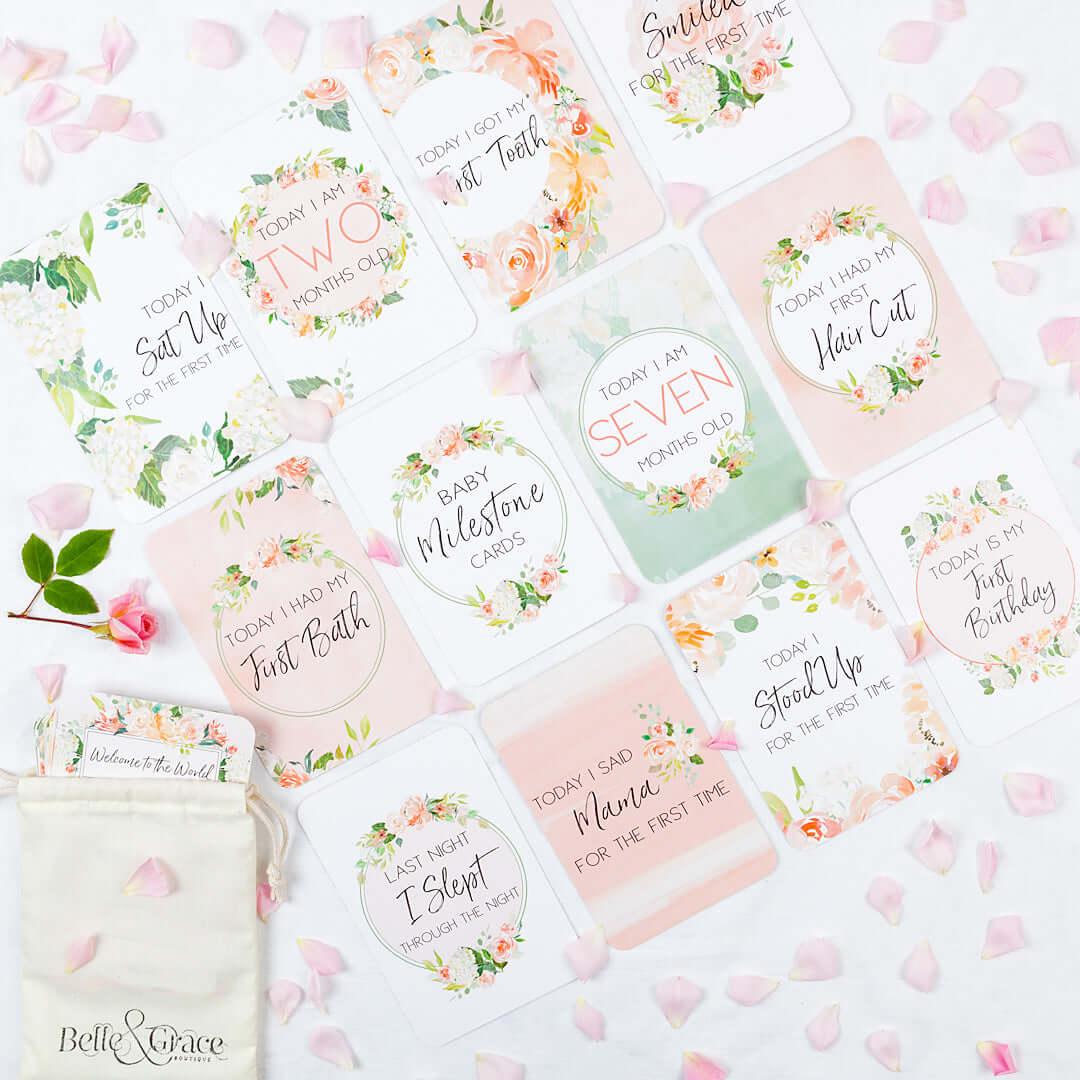 Floral Baby Milestone Cards - Belle and Grace Boutique